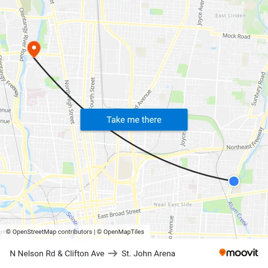 N Nelson Rd & Clifton Ave to St. John Arena map