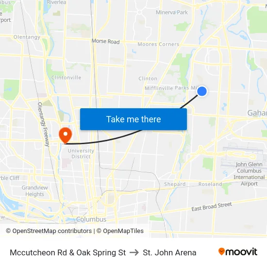 Mccutcheon Rd & Oak Spring St to St. John Arena map