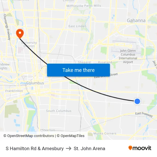 S Hamilton Rd & Amesbury to St. John Arena map