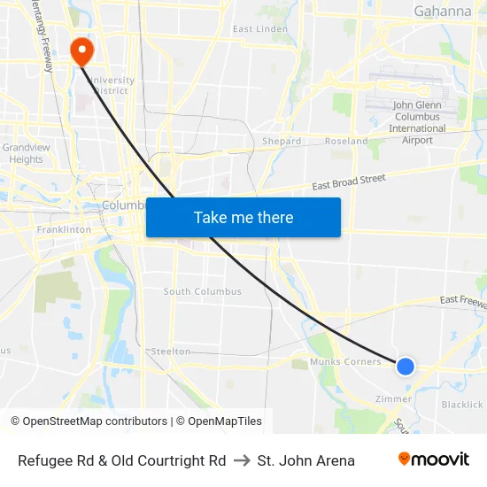 Refugee Rd & Old Courtright Rd to St. John Arena map