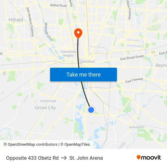 Opposite 433 Obetz Rd to St. John Arena map
