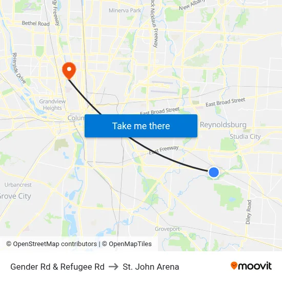 Gender Rd & Refugee Rd to St. John Arena map