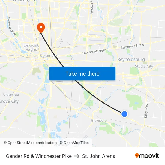 Gender Rd & Winchester Pike to St. John Arena map