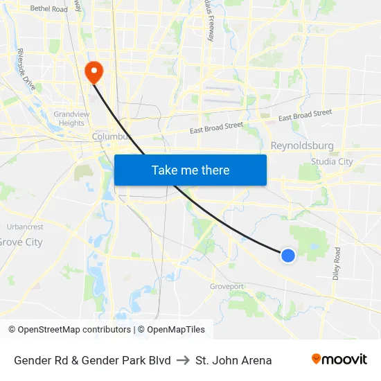 Gender Rd & Gender Park Blvd to St. John Arena map