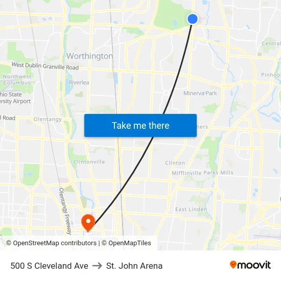500 S Cleveland Ave to St. John Arena map