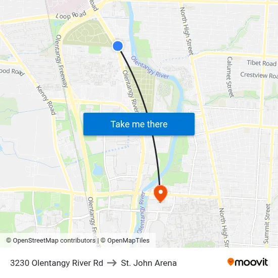 3230 Olentangy River Rd to St. John Arena map