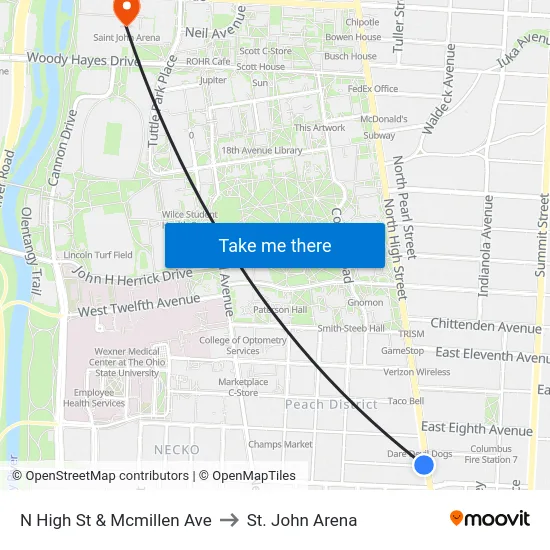 N High St & Mcmillen Ave to St. John Arena map