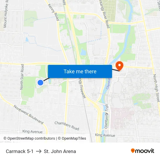 Carmack 5-1 to St. John Arena map