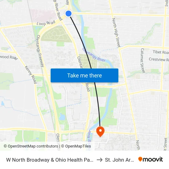 W North Broadway & Ohio Health Parkway to St. John Arena map