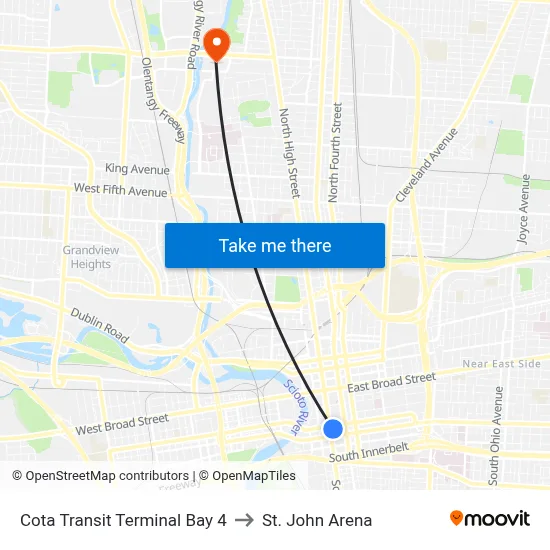 Cota Transit Terminal Bay 4 to St. John Arena map