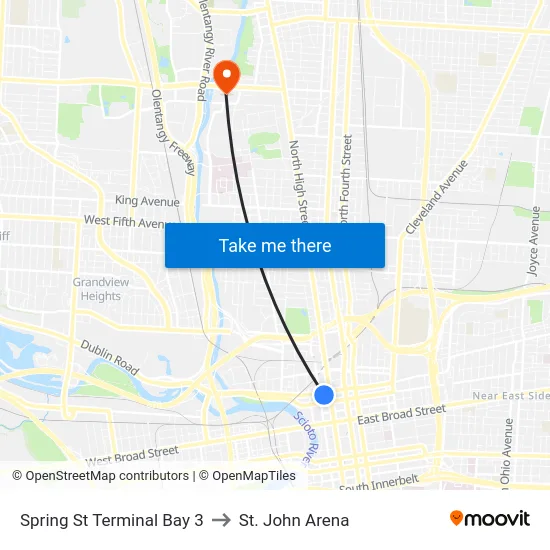 Spring St Terminal Bay 3 to St. John Arena map