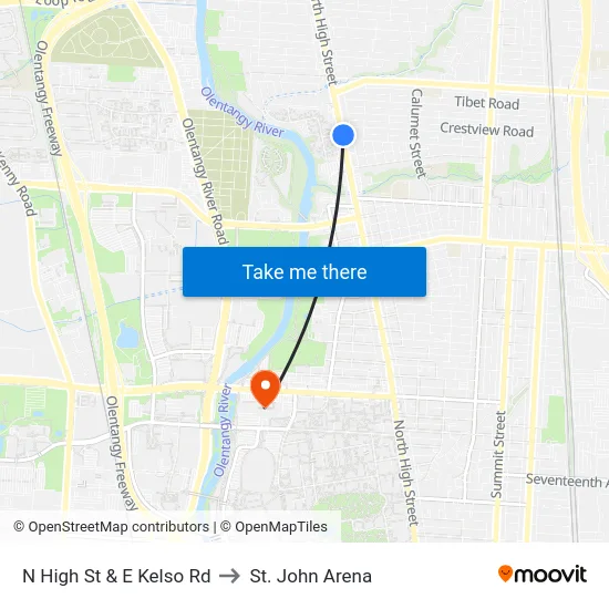 N High St & E Kelso Rd to St. John Arena map