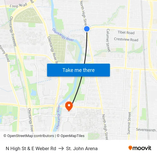 N High St & E Weber Rd to St. John Arena map