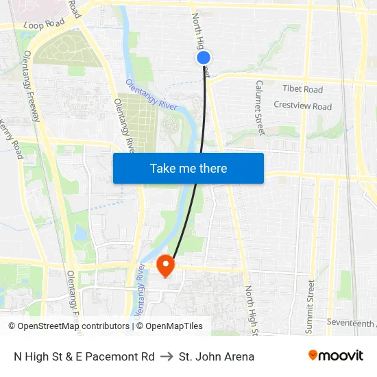 N High St & E Pacemont Rd to St. John Arena map