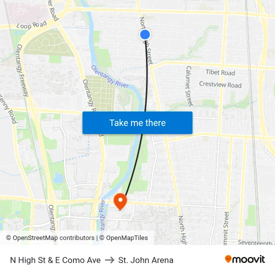N High St & E Como Ave to St. John Arena map