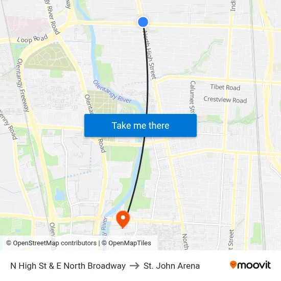 N High St & E North Broadway to St. John Arena map
