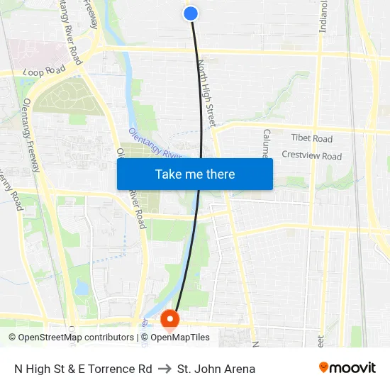 N High St & E Torrence Rd to St. John Arena map