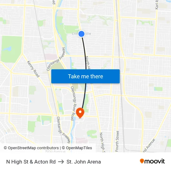 N High St & Acton Rd to St. John Arena map