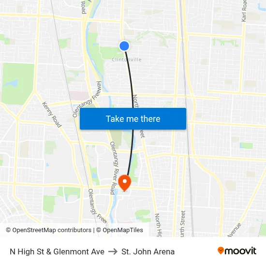 N High St & Glenmont Ave to St. John Arena map