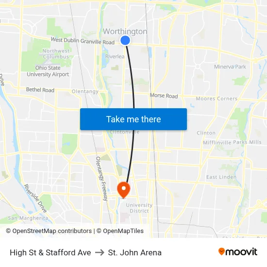 High St & Stafford Ave to St. John Arena map