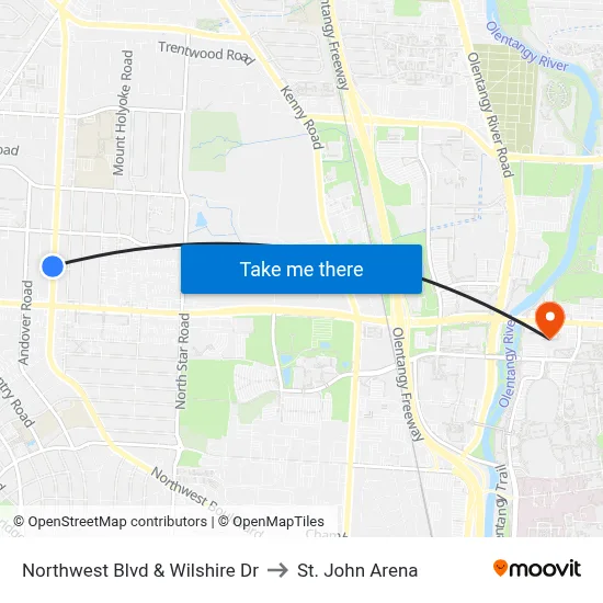 Northwest Blvd & Wilshire Dr to St. John Arena map