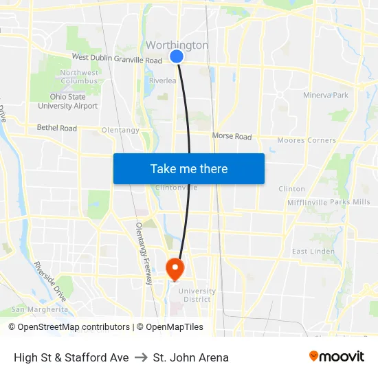 High St & Stafford Ave to St. John Arena map