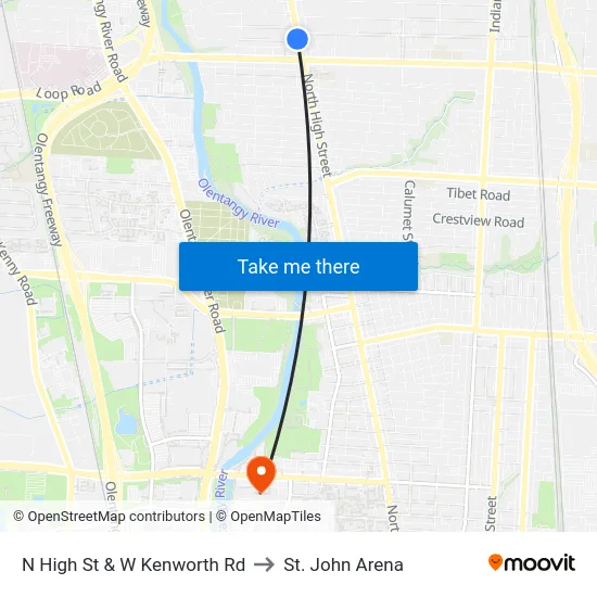 N High St & W Kenworth Rd to St. John Arena map