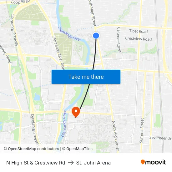 N High St & Crestview Rd to St. John Arena map