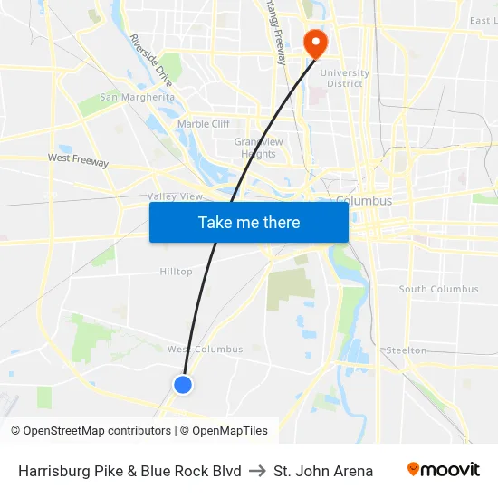 Harrisburg Pike & Blue Rock Blvd to St. John Arena map