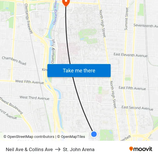 Neil Ave & Collins Ave to St. John Arena map