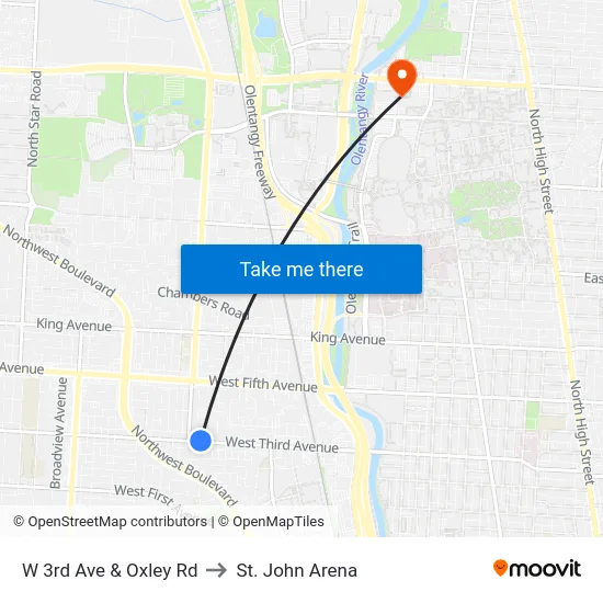 W 3rd Ave & Oxley Rd to St. John Arena map
