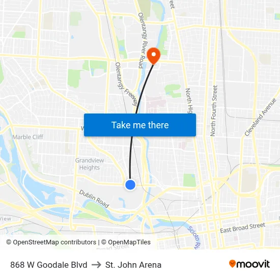 868 W Goodale Blvd to St. John Arena map