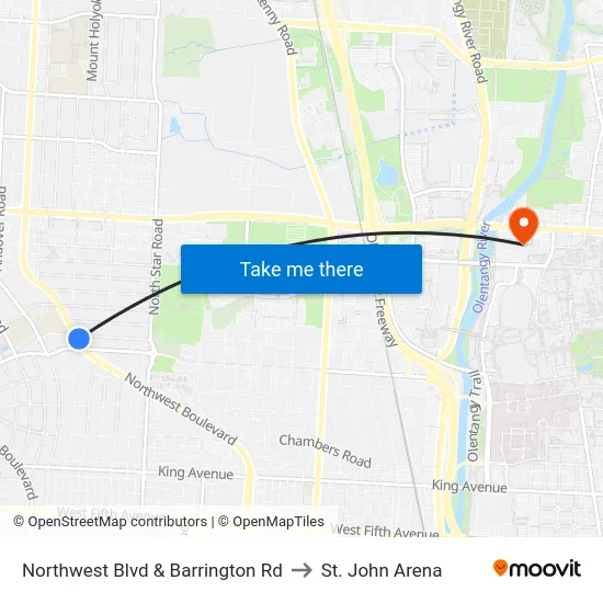 Northwest Blvd & Barrington Rd to St. John Arena map
