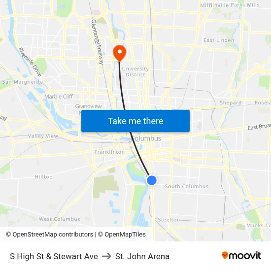 S High St & Stewart Ave to St. John Arena map
