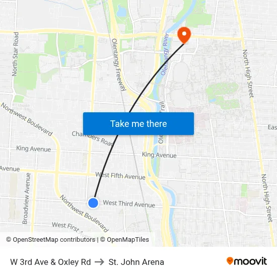 W 3rd Ave & Oxley Rd to St. John Arena map