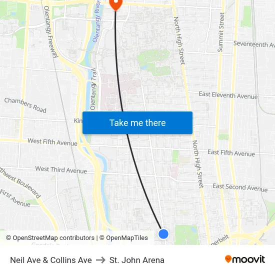 Neil Ave & Collins Ave to St. John Arena map