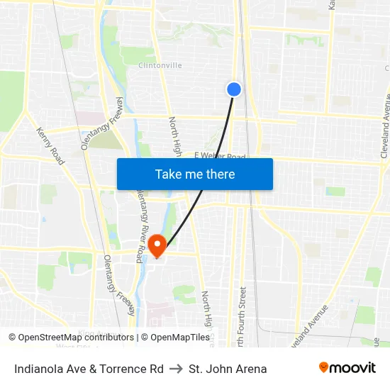 Indianola Ave & Torrence Rd to St. John Arena map