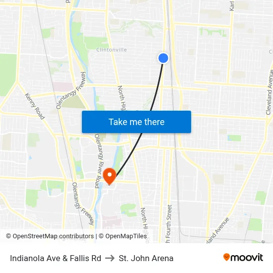 Indianola Ave & Fallis Rd to St. John Arena map