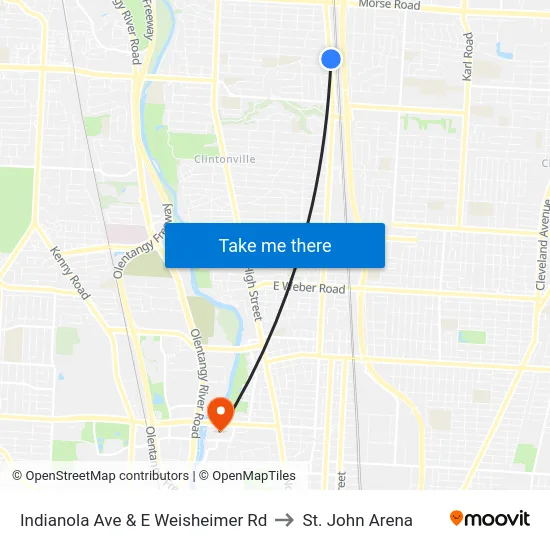 Indianola Ave & E Weisheimer Rd to St. John Arena map