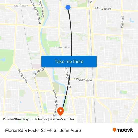 Morse Rd & Foster St to St. John Arena map