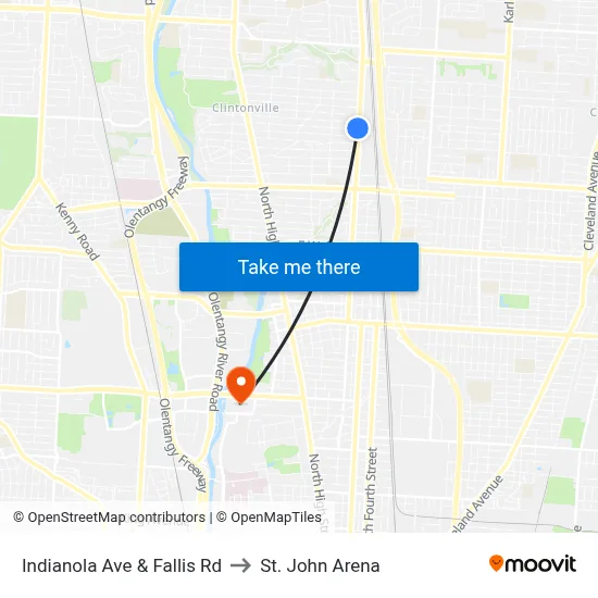 Indianola Ave & Fallis Rd to St. John Arena map