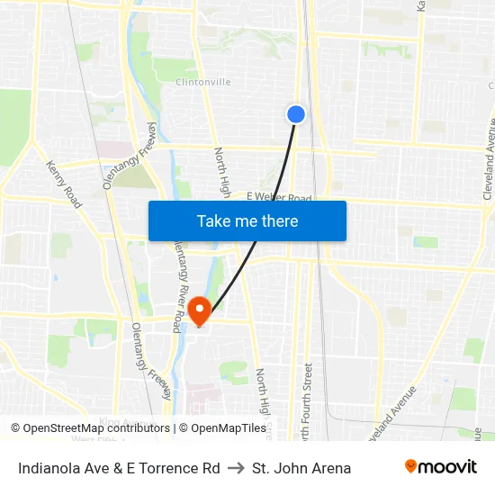 Indianola Ave & E Torrence Rd to St. John Arena map