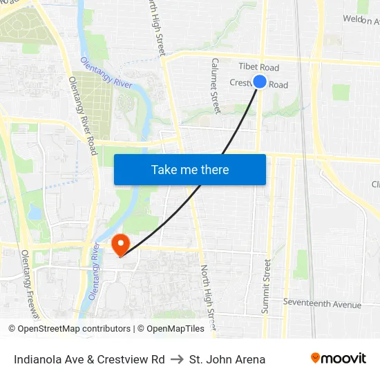 Indianola Ave & Crestview Rd to St. John Arena map