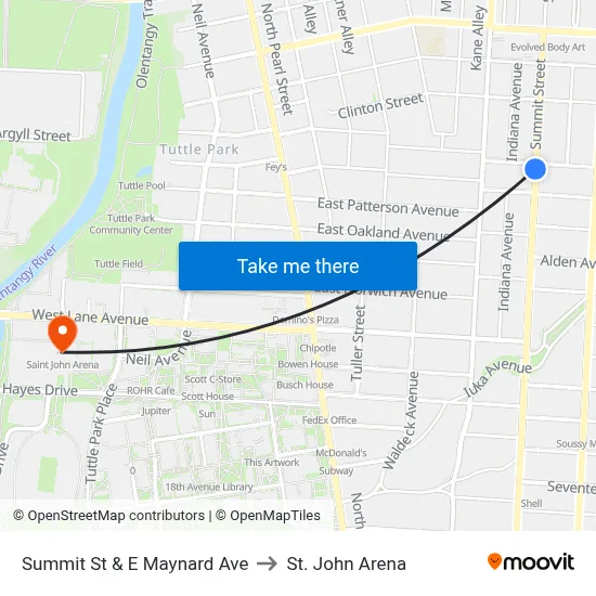 Summit St & E Maynard Ave to St. John Arena map
