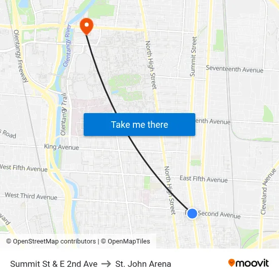 Summit St & E 2nd Ave to St. John Arena map