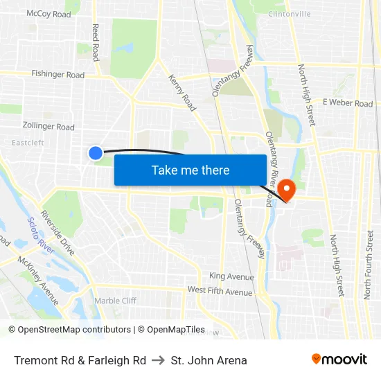 Tremont Rd & Farleigh Rd to St. John Arena map