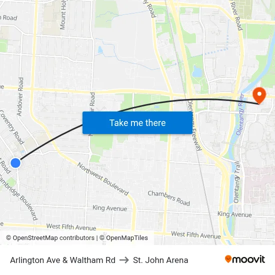 Arlington Ave & Waltham Rd to St. John Arena map