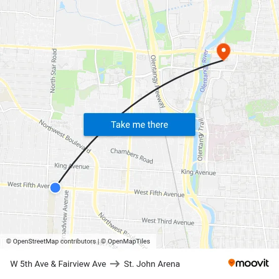 W 5th Ave & Fairview Ave to St. John Arena map