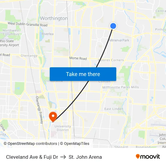 Cleveland Ave & Fuji Dr to St. John Arena map