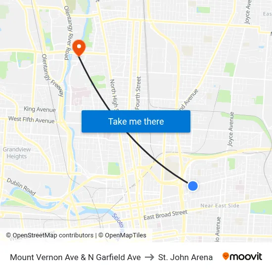 Mount Vernon Ave & N Garfield Ave to St. John Arena map